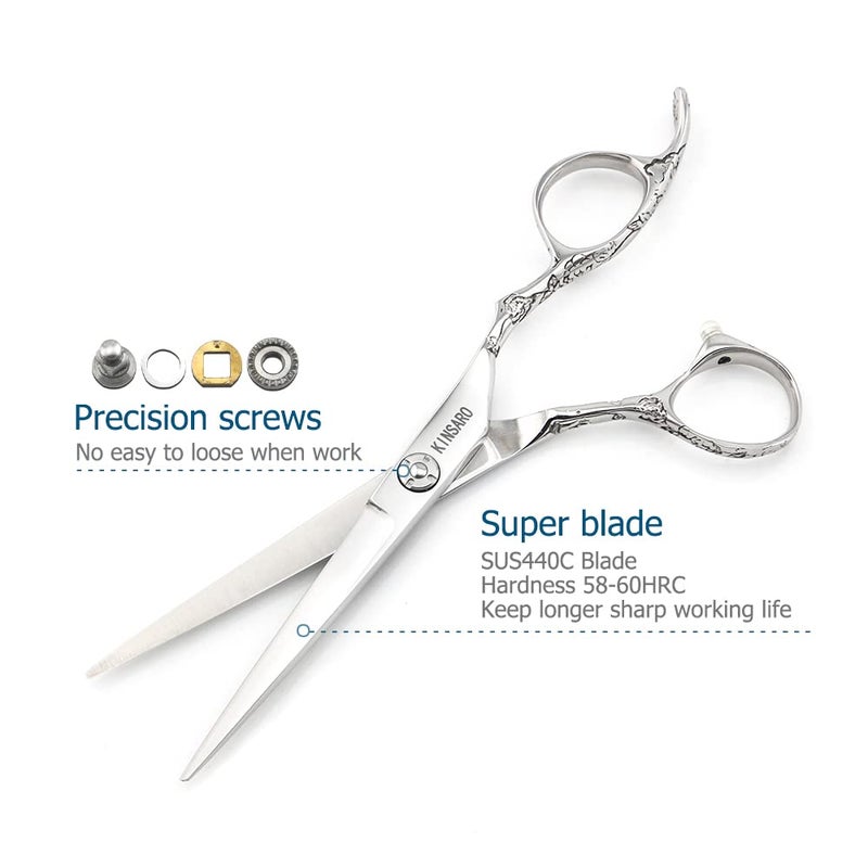 KINSARO Hair Scissors 6 Inch Professional Barber Hair Cutting Scissors hairdresser haircut scissors 440C Barber Shears Rose handle KINSARO for Hairdresser Barbershop or Home Use - Image 3